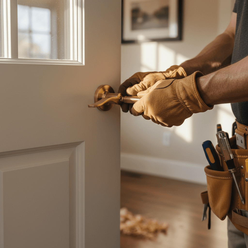 Door hinge adjustment by handyman